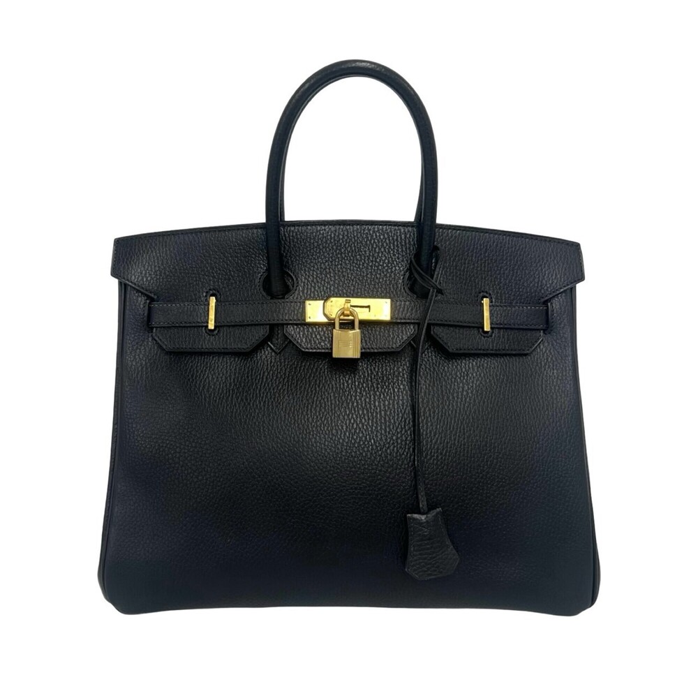 HERMES Vintage Birkin 35 Ardennes Leather Handbag Business Bag Black 51154